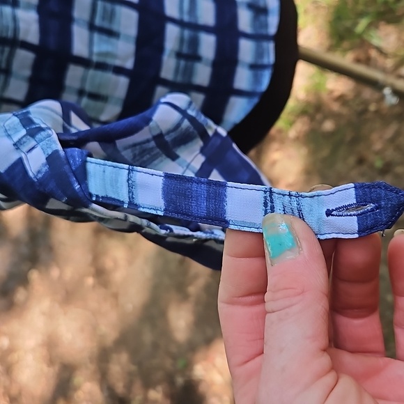 A.n.a Semi-sheer Navy Blue & White Blouse - Picture 9 of 10